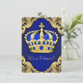 Extravagant Prince Baby Dusche Blue Einladung (Stehend Vorderseite)