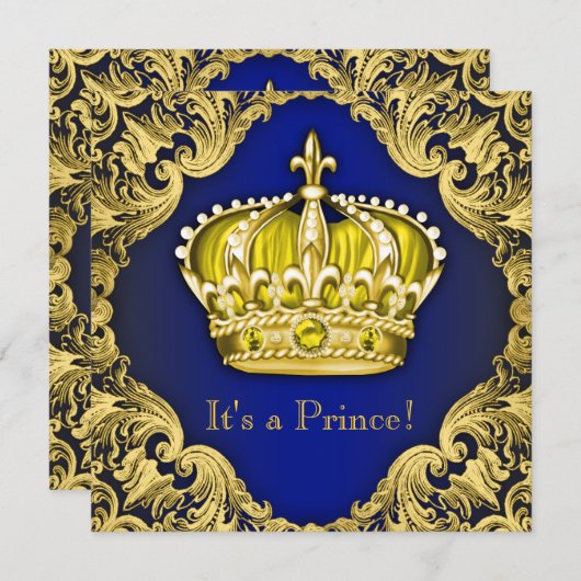 Extravagant Prince Baby Dusche Einladung (Vorne/Hinten)