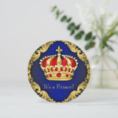 Extravagant Prince Baby Dusche Royal Blue Einladung (Stehend Vorderseite)