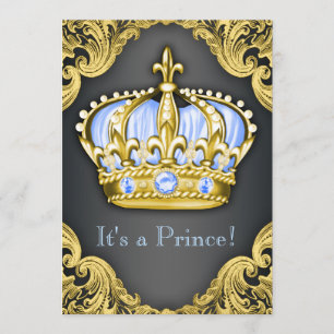 Extravagant Prince Baby Shower Blue Einladung