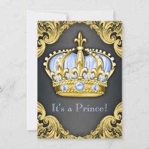 Extravagant Prince Baby Shower Blue Einladung