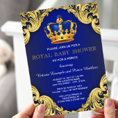 Extravagant Prince Baby Shower Blue und Gold Einladung