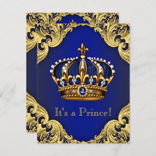 Extravagant Prince Baby Shower Einladungen (Vorne/Hinten)