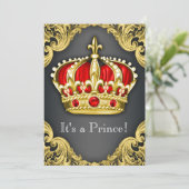 Extravagant Prince Baby Shower Regal Red Einladung (Stehend Vorderseite)