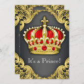 Extravagant Prince Baby Shower Regal Red Einladung (Vorne/Hinten)