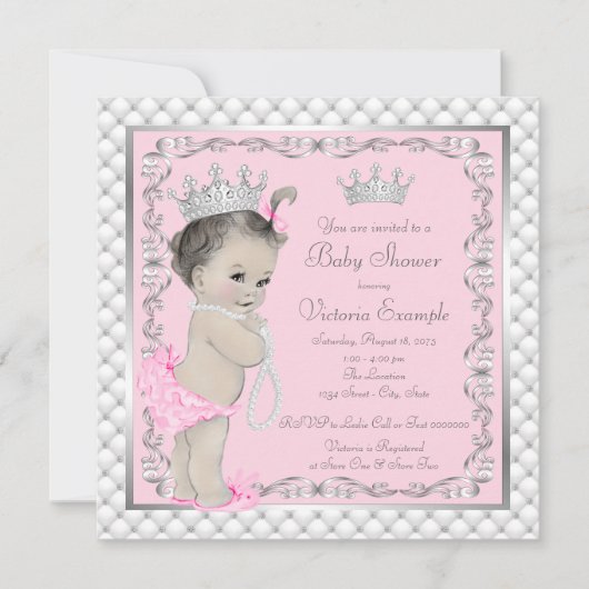 Extravagant Princess Baby Shower Einladungen (Vorderseite)