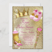 Extravagant Princess Pink Gold Baby Dusche Einladung (Vorderseite)