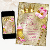 Extravagant Princess Pink Gold Baby Dusche Einladung