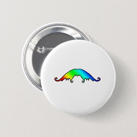 Extravagant Rainbow Mustache Button (Vorne & Hinten)