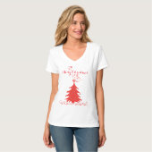 Extravagant Red Lace Frory Christmas Tree T-Shirt (Vorderseite Vollansicht)