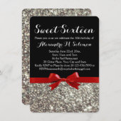 Extravagant Red Silver Glitzer Sweet 16 Party Einl Einladung (Vorne/Hinten)