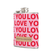 Extravagant Romantische Rot-Rot-Rosa-Liebe Ihr Mus Flachmann (Links)