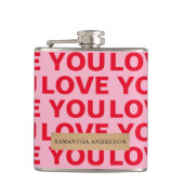 Extravagant Romantische Rot-Rot-Rosa-Liebe Ihr Mus Flachmann (Vorderseite)