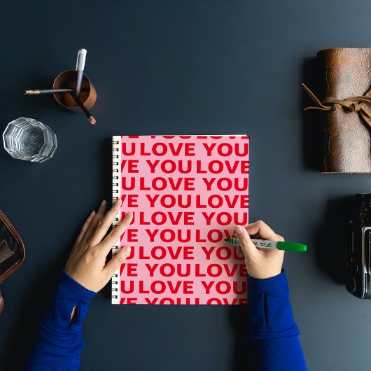 Extravagant Romantische Rot-Rot-Rosa-Liebe Ihr Mus Notizblock