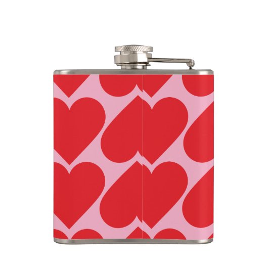 Extravagant romantisches Rot-Rot-Rosa-Herz-Muster  Flachmann (Rückseite)