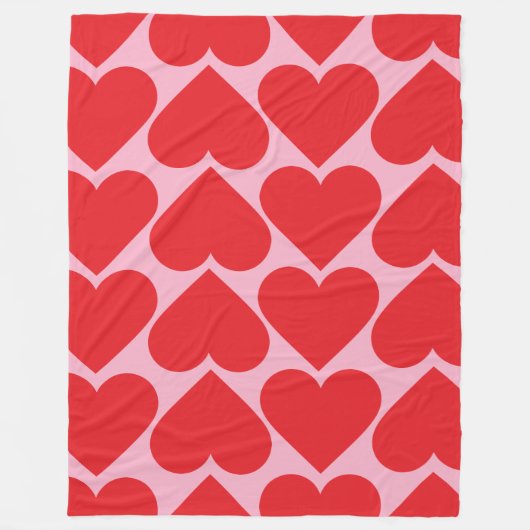Extravagant romantisches Rot-Rot-Rosa-Herz-Muster Fleecedecke (Vorderseite)