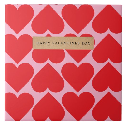 Extravagant romantisches Rot-Rot-Rosa-Herz-Muster Fliese (Vorderseite)