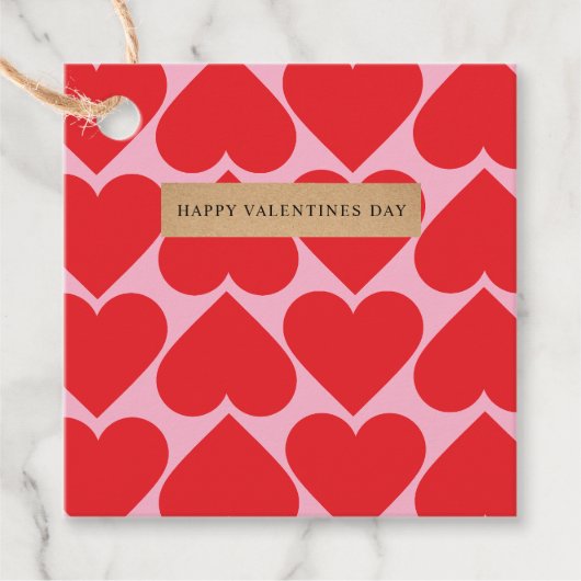 Extravagant romantisches Rot-Rot-Rosa-Herz-Muster  Geschenkanhänger (Vorderseite)