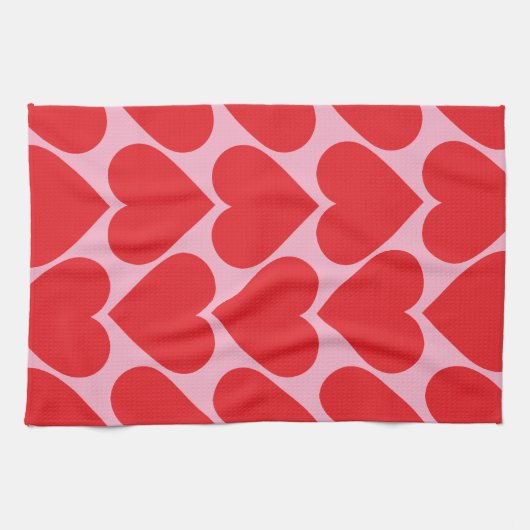 Extravagant romantisches Rot-Rot-Rosa-Herz-Muster Geschirrtuch (Horizontal)