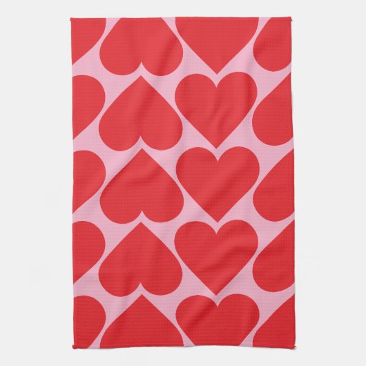 Extravagant romantisches Rot-Rot-Rosa-Herz-Muster  Geschirrtuch (Vertikal)