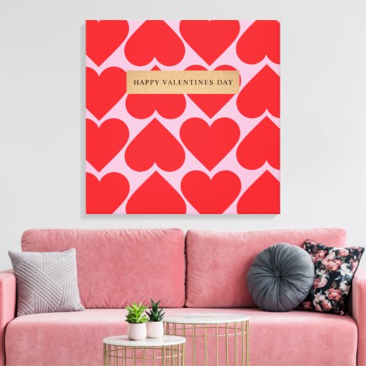 Extravagant romantisches Rot-Rot-Rosa-Herz-Muster  Leinwanddruck (Insitu (Wohnzimmer))