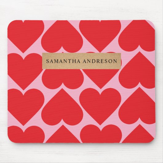 Extravagant romantisches Rot-Rot-Rosa-Herz-Muster Mousepad (Vorne)