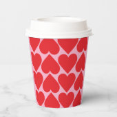 Extravagant romantisches Rot-Rot-Rosa-Herz-Muster Pappbecher (Rückseite)