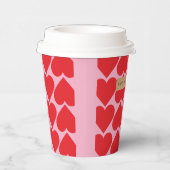 Extravagant romantisches Rot-Rot-Rosa-Herz-Muster Pappbecher (Rechts)