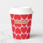 Extravagant romantisches Rot-Rot-Rosa-Herz-Muster Pappbecher (Vorderseite)