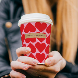 Extravagant romantisches Rot-Rot-Rosa-Herz-Muster Pappbecher