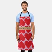 Extravagant romantisches Rot-Rot-Rosa-Herz-Muster Schürze (Getragen)