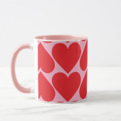 Extravagant romantisches Rot-Rot-Rosa-Herz-Muster Tasse (Links)