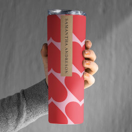 Extravagant romantisches Rot-Rot-Rosa-Herz-Muster Thermosbecher