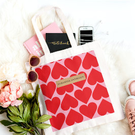 Extravagant romantisches Rot-Rot-Rosa-Herz-Muster  Tragetasche