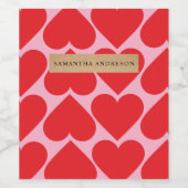 Extravagant romantisches Rot-Rot-Rosa-Herz-Muster  Weinetikett (Einzelnes Label)