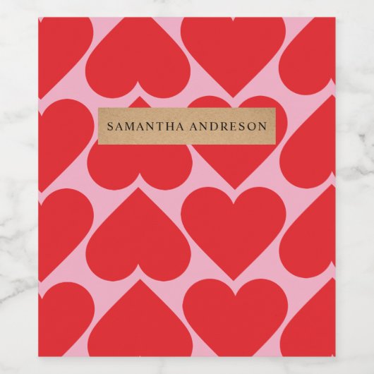 Extravagant romantisches Rot-Rot-Rosa-Herz-Muster Weinetikett (Einzelnes Label)