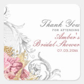 Extravagant rosa Brautparty Quadratischer Aufkleber (Vorderseite)