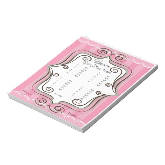 Extravagant rosa Bunco Sheet Notizblock (Rotiert)