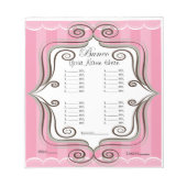 Extravagant rosa Bunco Sheet Notizblock (Vorderseite)