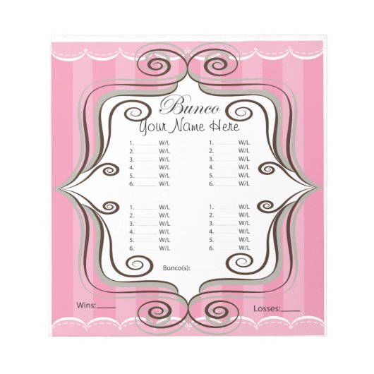 Extravagant rosa Bunco Sheet Notizblock (Vorderseite)