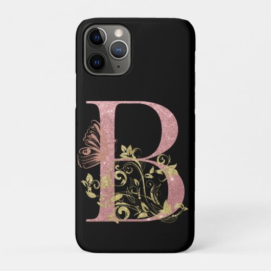 Extravagant rosa Glitzer Buchstabe B Case-Mate iPhone Hülle (Rückseite)