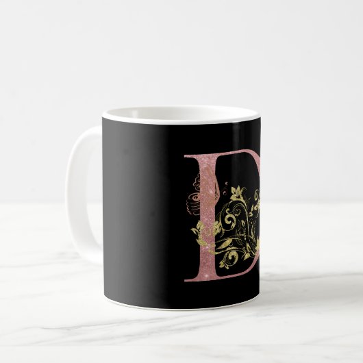 Extravagant rosa Glitzer Buchstabe D Kaffeetasse (Vorderseite Links)