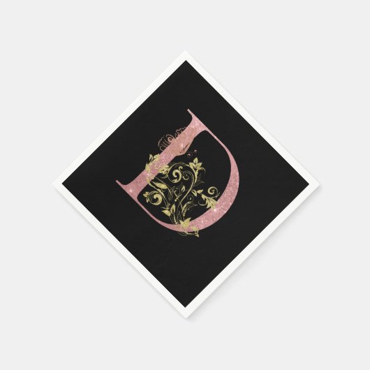 Extravagant rosa Glitzer Buchstabe D Serviette (Ecke)