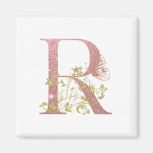 Extravagant rosa Glitzer Buchstabe R Magnet