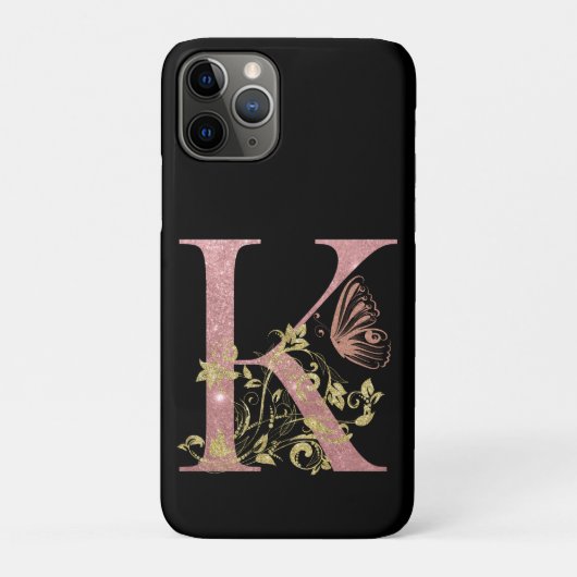 Extravagant rosa Glitzer Letter K Case-Mate iPhone Hülle (Rückseite)