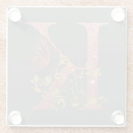 Extravagant rosa Glitzer Letter K Glasuntersetzer (Rückseite)