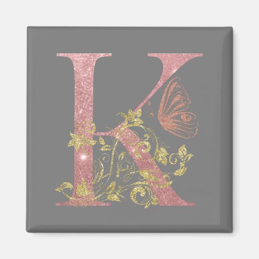 Extravagant rosa Glitzer Letter K Magnet (Vorne)