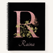 Extravagant rosa Glitzer Letter R Bullet Journal Notizblock (Vorderseite)