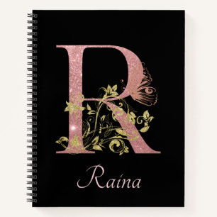 Extravagant rosa Glitzer Letter R Bullet Journal Notizblock