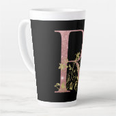 Extravagant rosa Glitzer Letter R Latte Tasse (Linke Ecke)